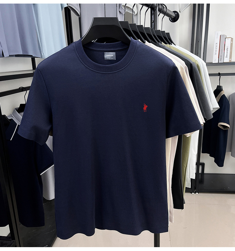 高端男士t恤夏半袖衣服男短袖男款高级感休闲刺绣男生打底衫批发详情39