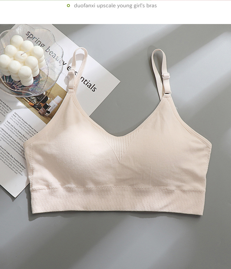 Vest-style underwear for girls, junior high school students, senior high school students, girls in their growth period, steel-ribbed fixed cup strapless bra, summer pic 14