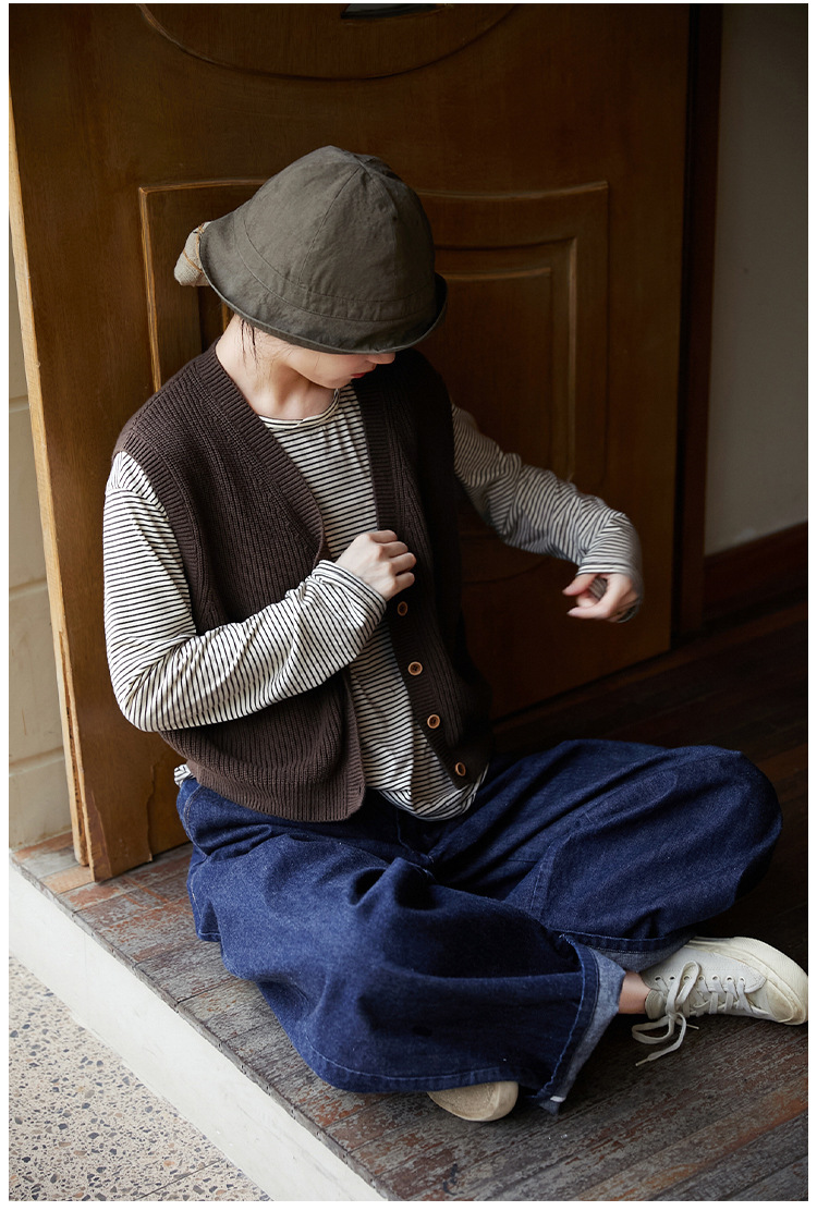 春秋款藏海蓝经典文艺复古耐磨阔腿半松紧牛仔裤长裤休闲挺括女裤详情20