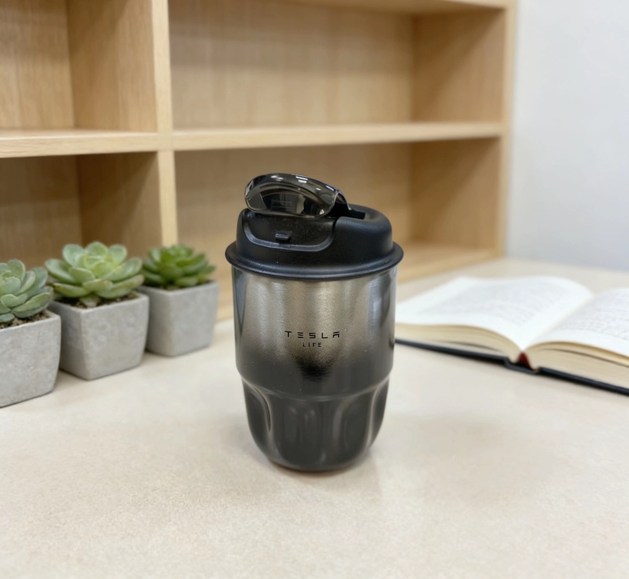 跨境304不锈钢特斯拉保温杯咖啡杯杯创意简约大气菱形户外渐变色详情4