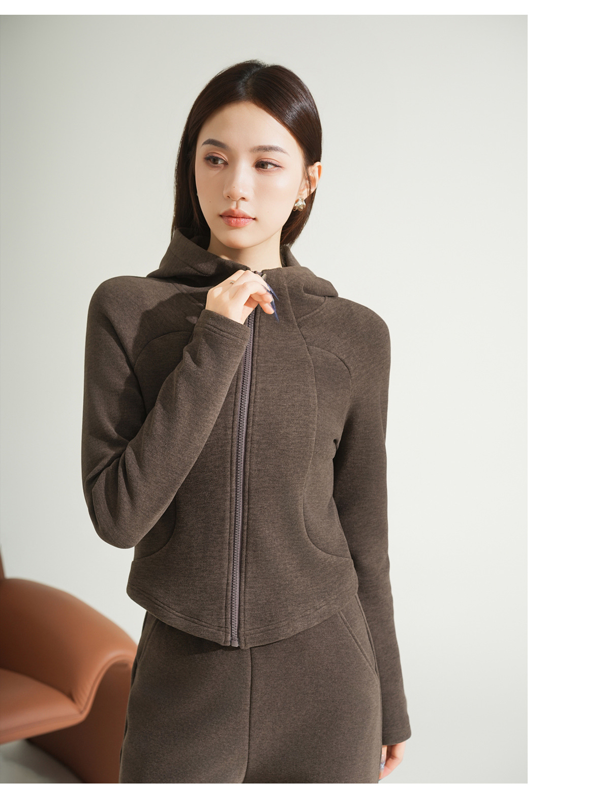 Cashmere and silk sports sweatshirt set for women, winter thickened with fleece and hooded casual set for women, windproof and warm for autumn and winter pic 26