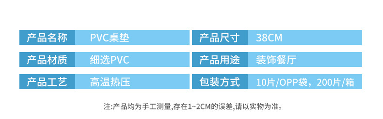 圣特斯林餐垫防水防油餐桌碗垫现代简约西餐垫烫金边框水洗餐垫详情5