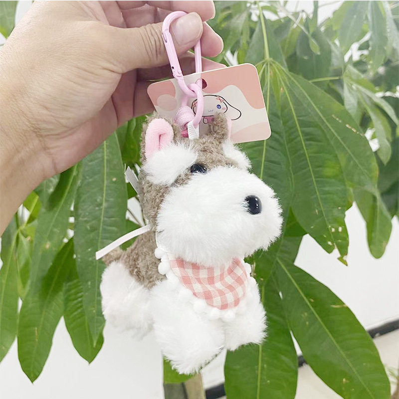 Cute plush Schnauzer dog keychain plush toy, schoolbag pendant, claw machine doll, birthday gift pic 8