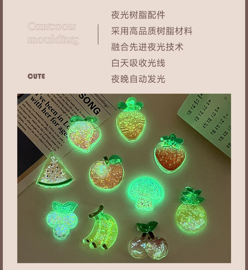 New summer watermelon and strawberry fruit epoxy resin AB glue jewelry accessories, diy phone cases, hair clips, hair ties, water cup decorations pic 9