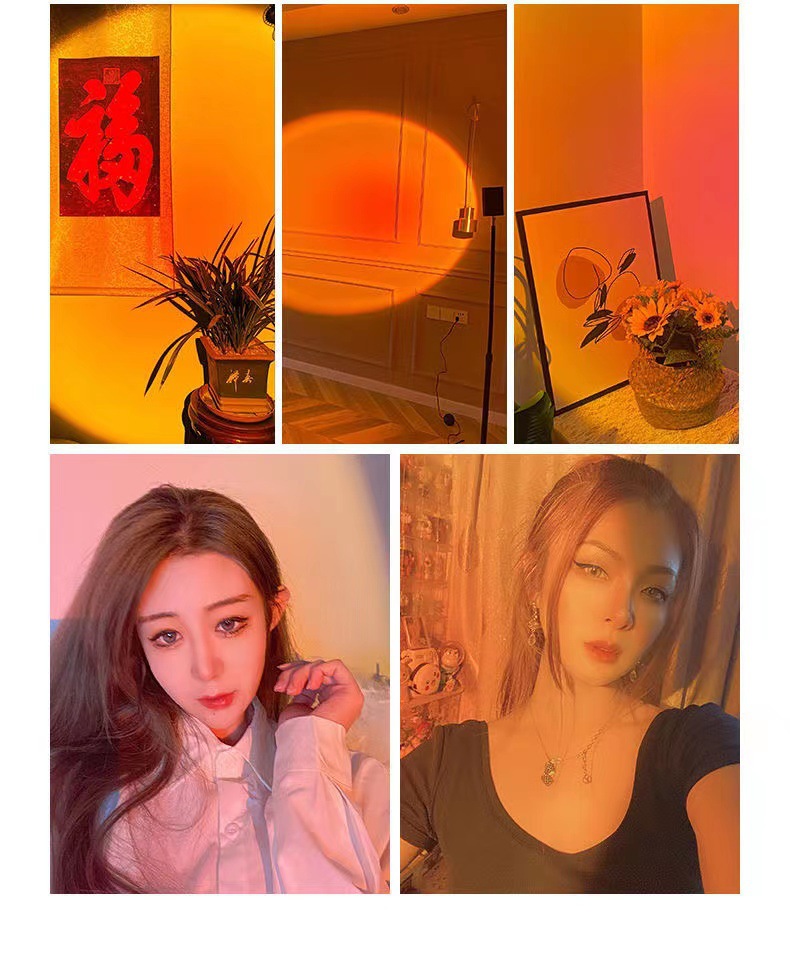 Seven-color sunset light, sunset light atmosphere, ins appearance, horizontal bedroom voice, sunset light, photo complementary color, artistic projection light pic 15