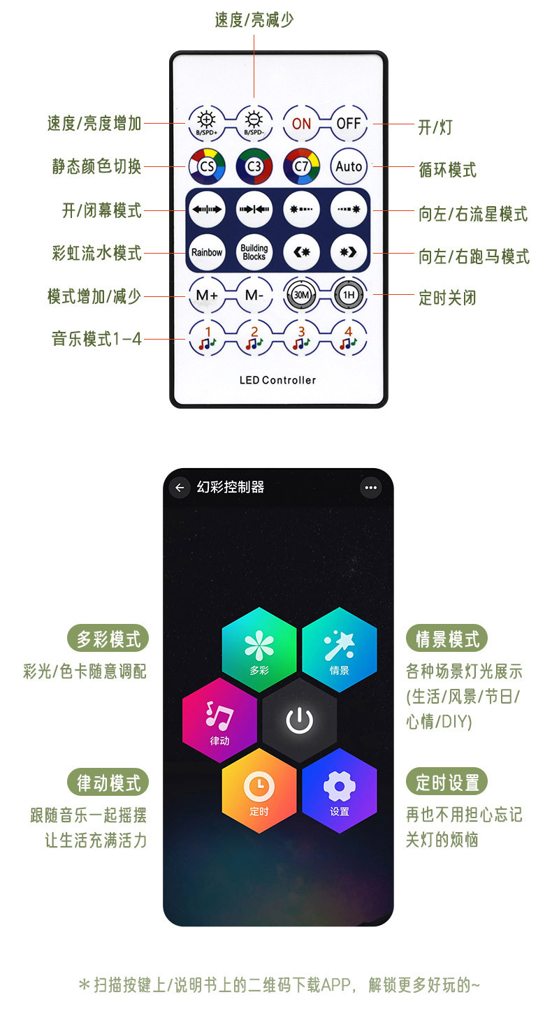 跨境app蓝牙智能圆珠5V奶白爱心彩灯串店铺装饰灯球串幻彩皮线灯详情9