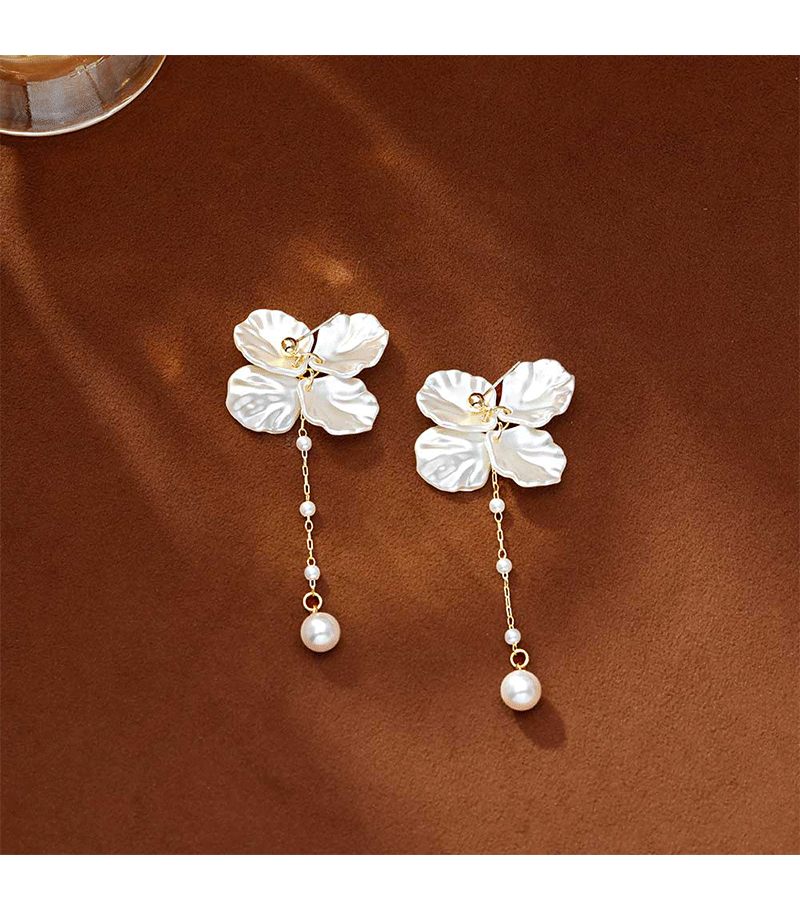 Hyacinth925 agujas de plata premium sense concha pétalos de perlas pendientes coreanos dulce temperamento orejeras largas borlas pendientes pic 10