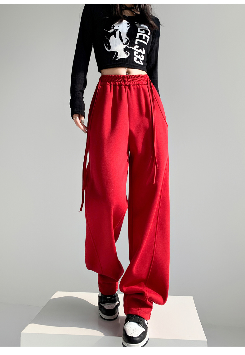 Fleece warm wide-leg pants, loose and high-waisted, slimming winter new style pic 35
