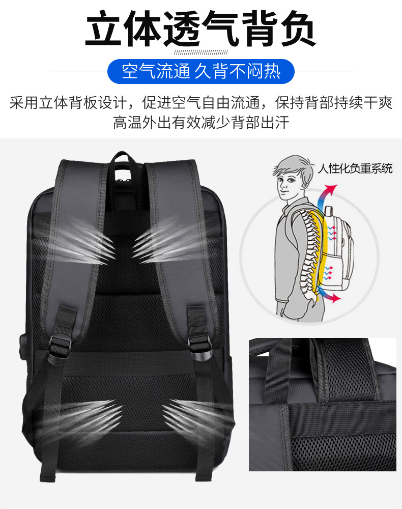 跨境商务背包电脑包男士高级感简约双肩包百搭学生大容量旅行包详情12