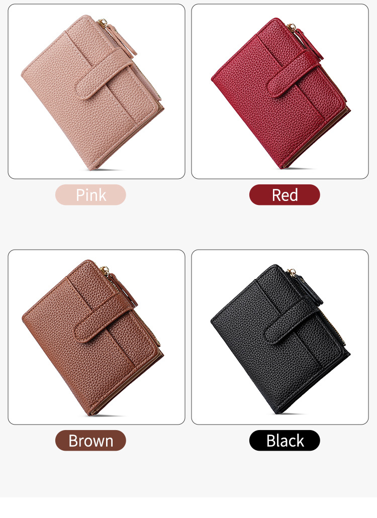 新款女士钱包短款跨境时尚卡包女高级感气质两折多卡位拉链零钱包详情6