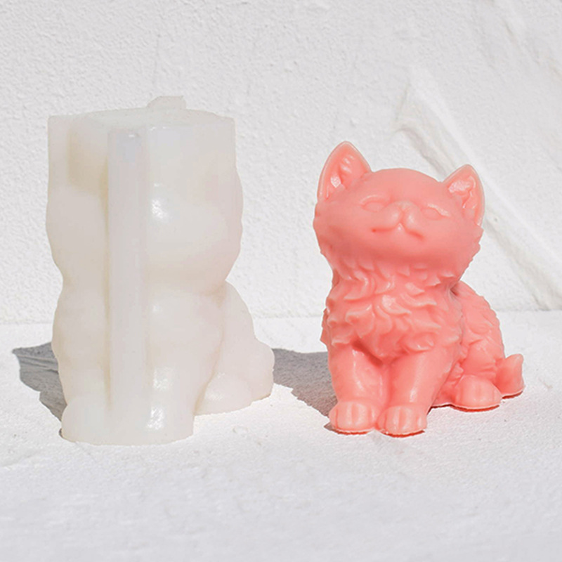 立体动物小猫香薰蜡烛硅胶模具小猫树脂滴胶石膏摆件橘猫蜡烛模具详情16