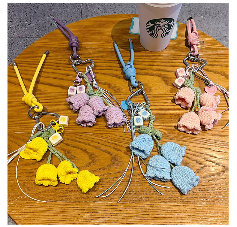 手工diy毛线编织风铃手绳钥匙扣miu系包包挂饰情侣汽车书包小挂件详情7
