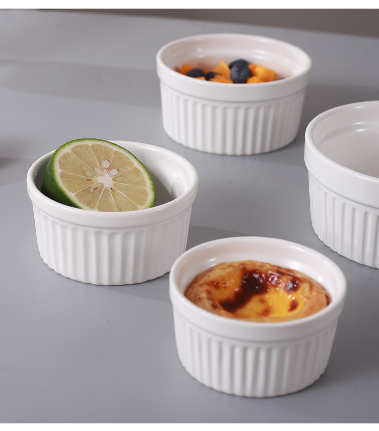 空气炸锅专用陶瓷舒芙蕾烤碗蒸蛋碗简约圆形白色家用布丁甜品碗详情33