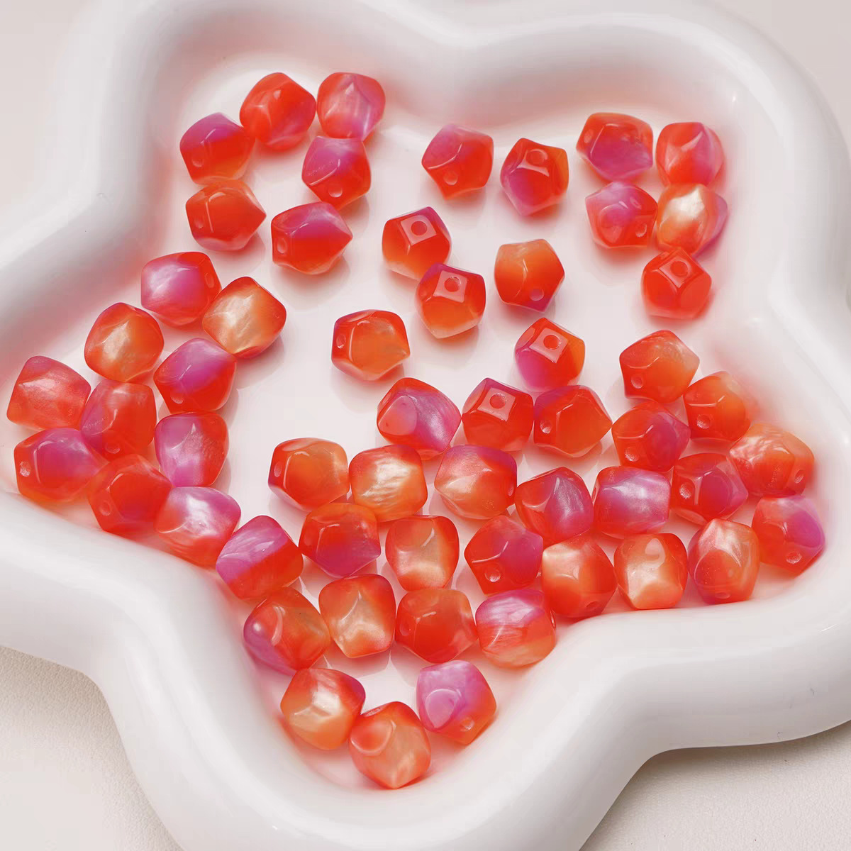 梦幻奶油色晕染八角珠异型珠圆珠散珠手工DIY手链项链珠子饰品配详情8