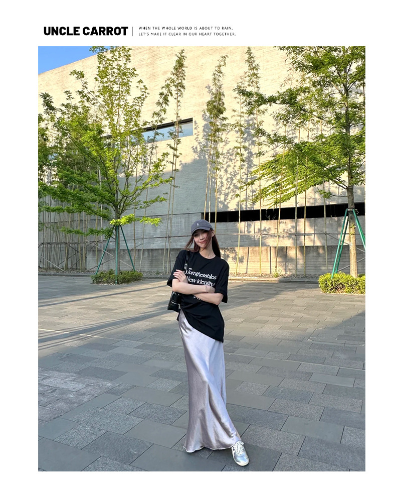 Purple high-end acetate satin half skirt for women, autumn flowing and flowing long dress, slimming A-line fishtail skirt pic 12