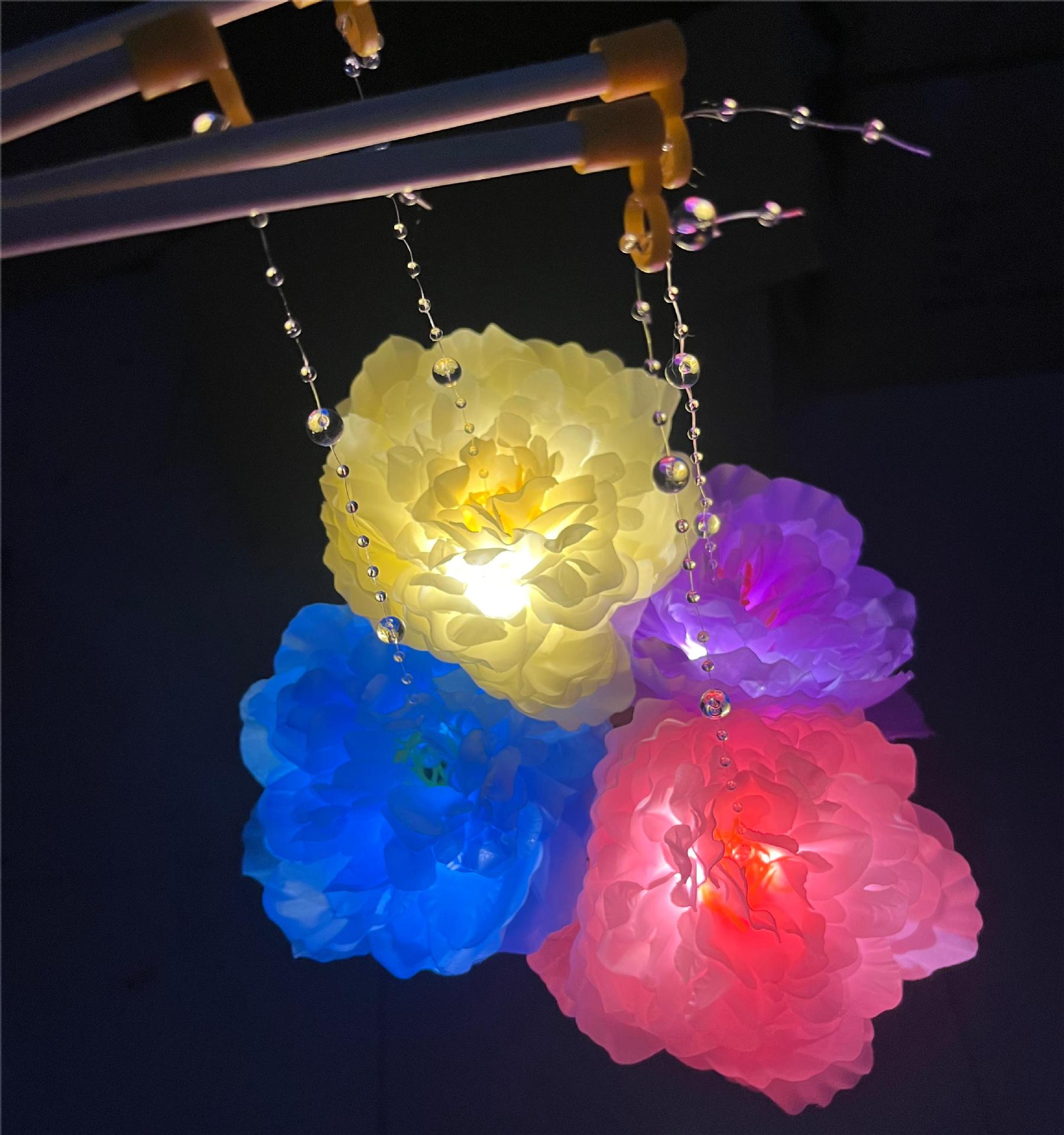 新款手提发光牡丹花灯发光手提莲花荷花灯笼成品汉服拍照道具牡丹