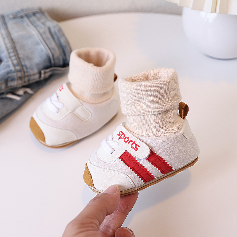 Spring and Autumn baby shoes for 0-1 year old boys and girls, soft-soled shoes and socks in one set, 3-6-9 months, casual walking shoes, anti-slip floor pic 17