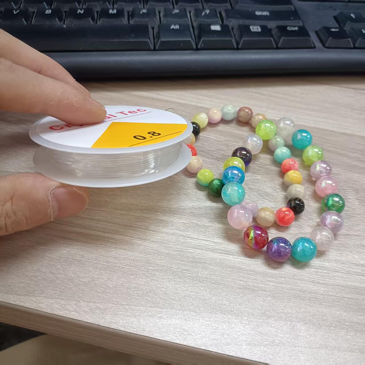 0.8mm transparent crystal elastic string for beads, elastic string for bracelet beads, loose beads, elastic string rope, bracelet rope pic 2