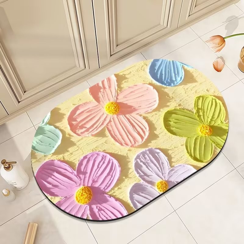 膨胀风3D油画浴室垫家用卫生间进门吸水地垫防滑硅藻泥地垫厕所垫详情19