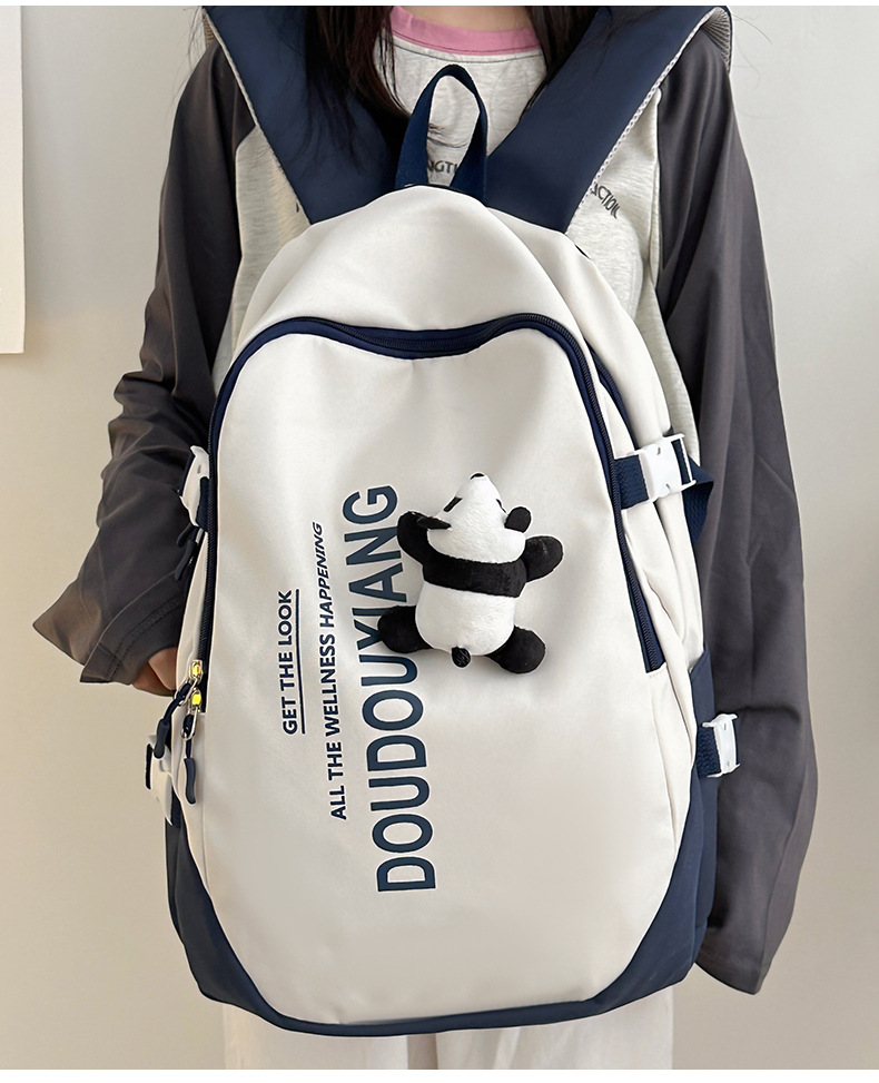 新款时尚休闲书包少女中学生双肩包高颜值大容量情侣双肩电脑包详情19