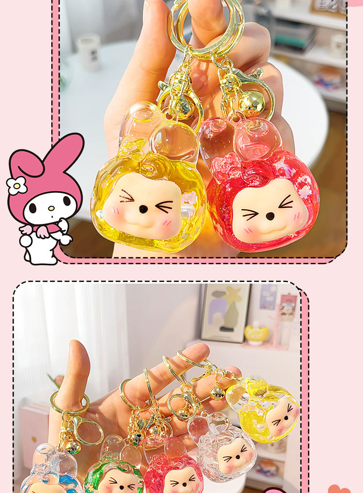 新款美乐蒂圣诞装饰球入油流沙钥匙扣迷你小挂件流沙直播摆件盲袋详情7