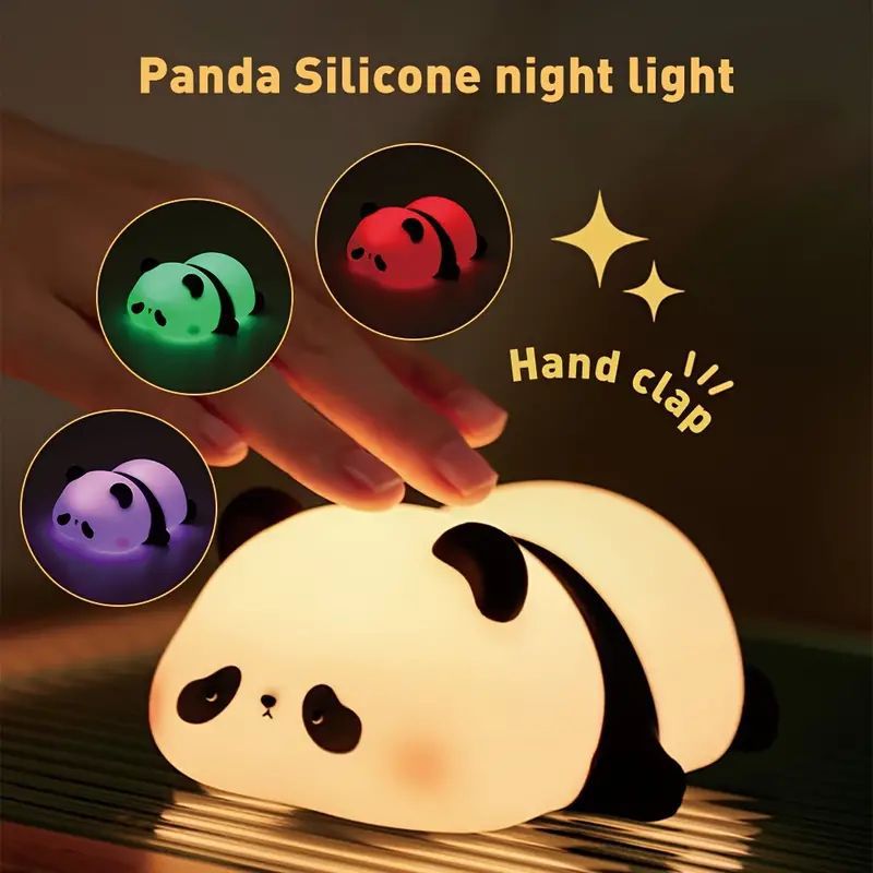 时光秀小熊猫硅拍拍小夜灯 panda国宝花花头头夜灯睡眠灯母婴群体详情1