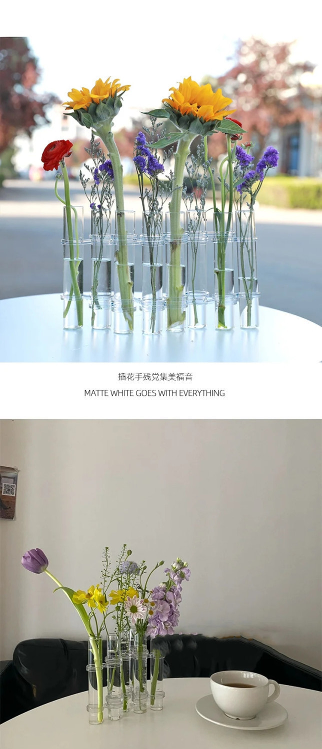 玻璃试管花瓶支架透明创意水培花器一排组合摆件玫瑰百合阳台花架详情7