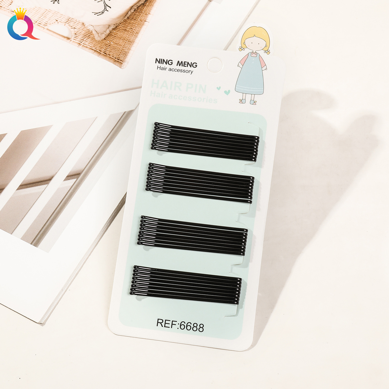 Wholesale of Qiyue Classic black straight clips, durable lacquered hair clips, braided hair clips, broken hair bangs clips and side clips pic 80