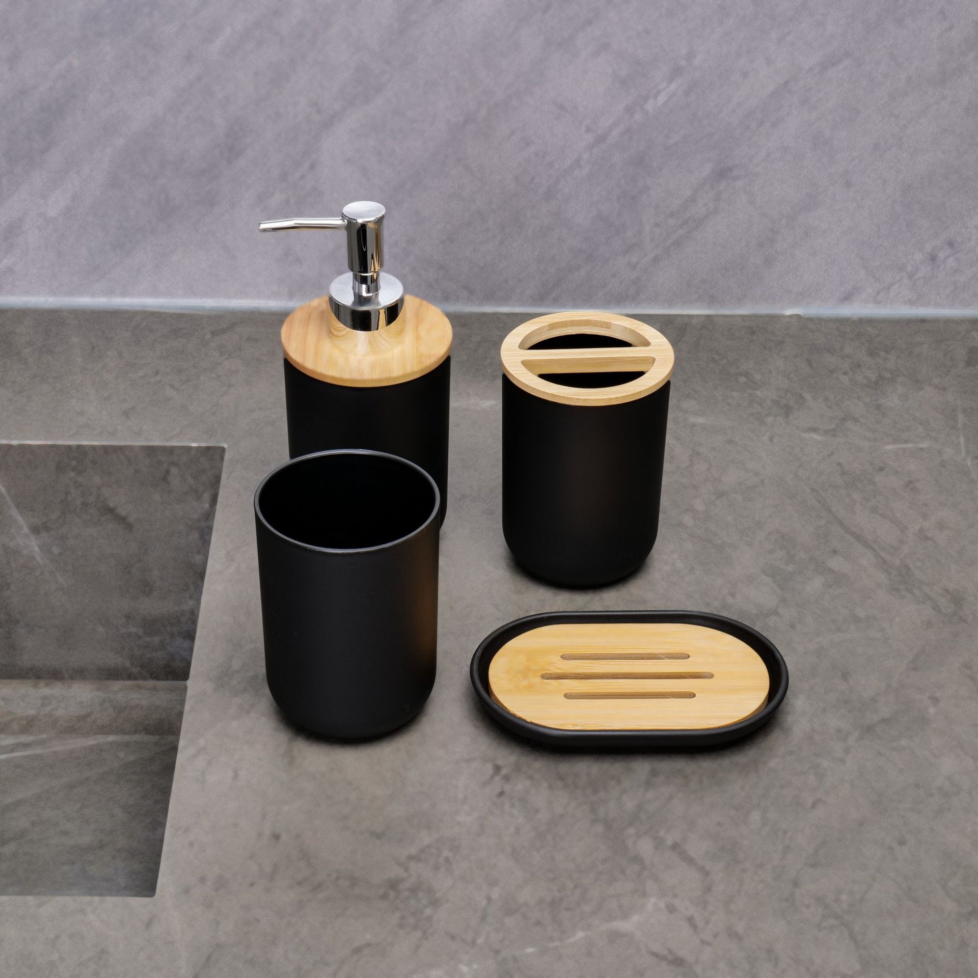 YUFEI跨境卫浴洗漱竹木六件套乳液泵牙刷杯肥皂盒北欧风简约套装详情9