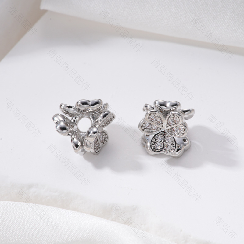 18k zircon beads, double-petal flower holders, DIY jewelry accessories, bracelets, sweater chains, copper accessories wholesale, tulips pic 10