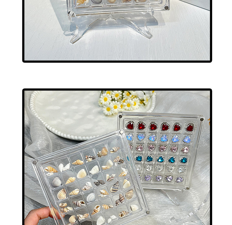 TEMUSHEIN亚克力磁吸36格贝壳宝石展示收纳盒高透饰品装饰盒支架详情12