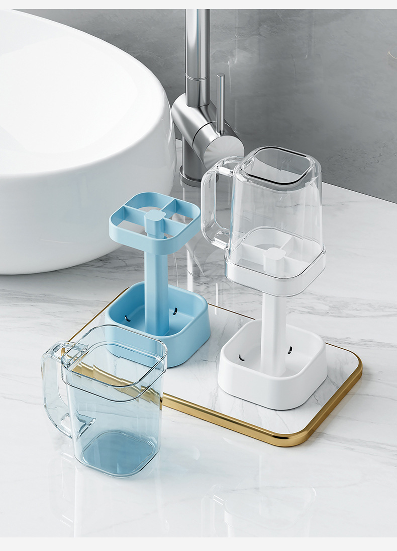 卫生间牙刷架收纳牙膏电动牙刷带手柄漱口杯架家用洗漱用品置物架详情17