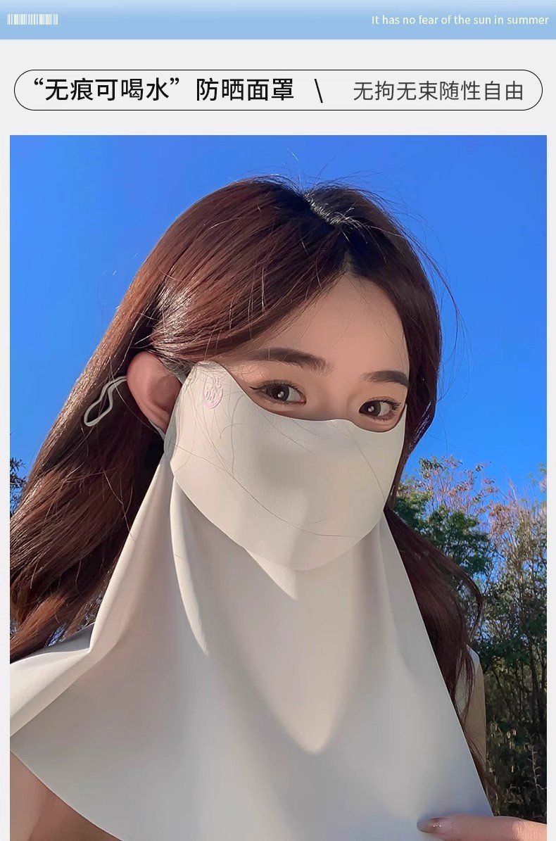 可喝水防晒面罩女夏季防紫外线口罩冰丝全脸基尼护颈面纱透气遮阳详情1
