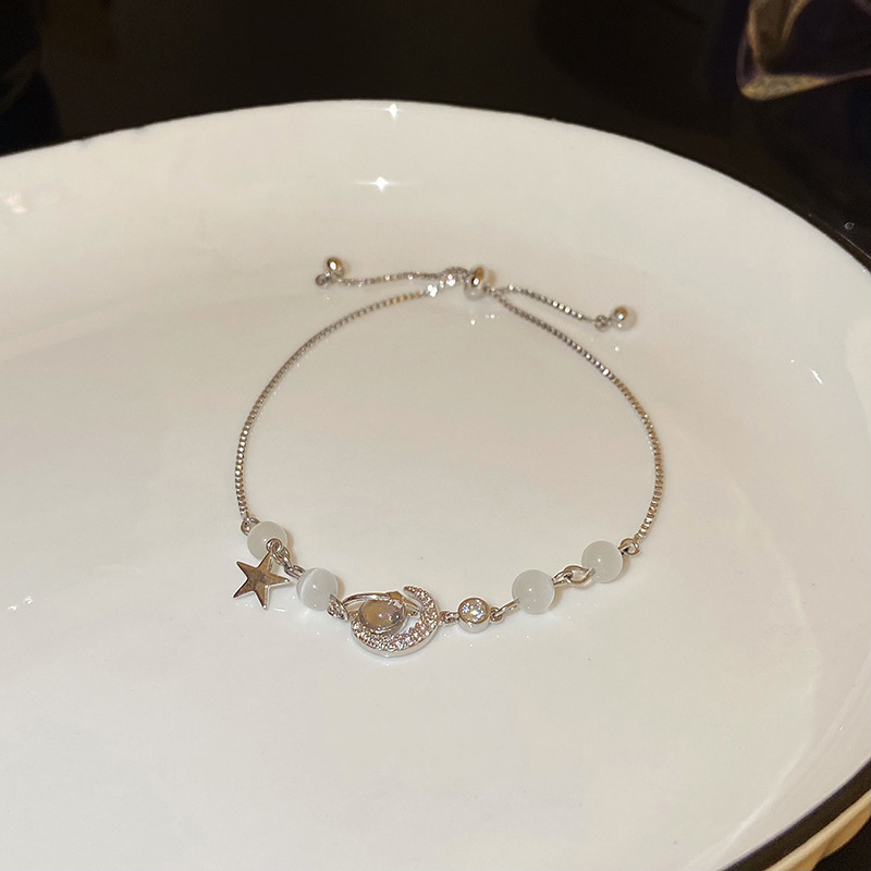 猫眼石星月锆石手链女闺蜜抽拉式可调节手饰轻奢冷淡风高级感配饰详情11
