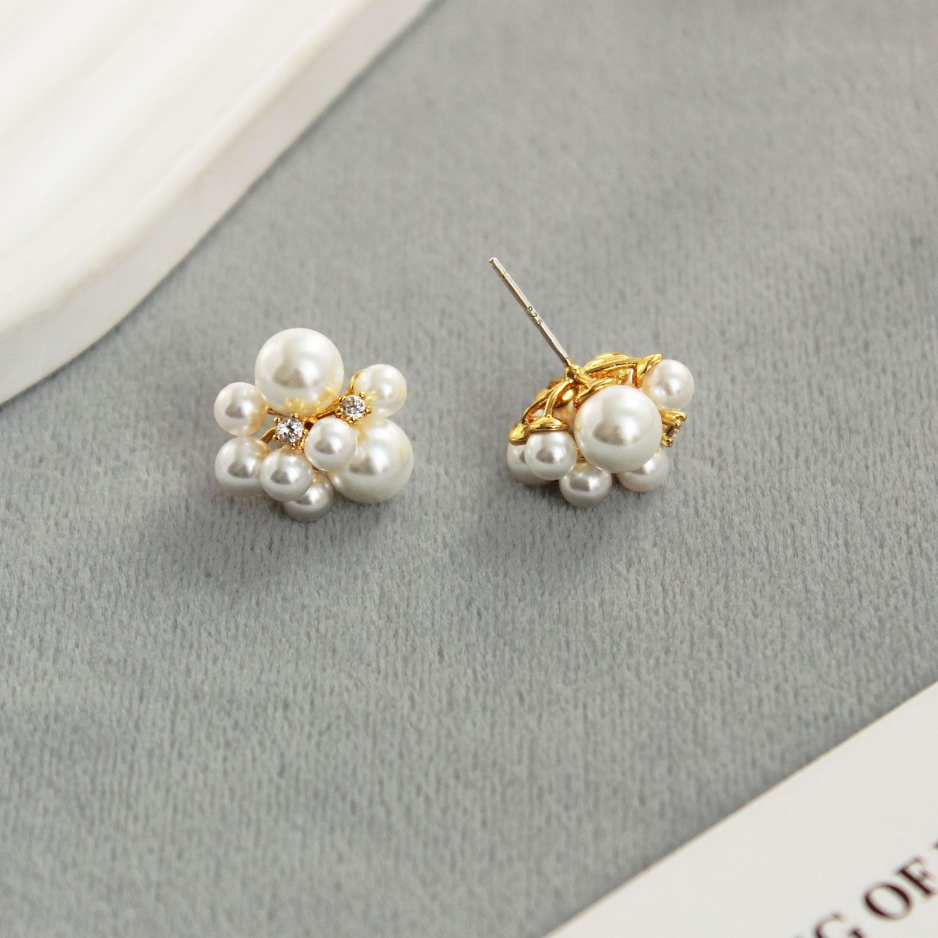 TASA家花束珍珠耳钉爆款法式简约小众高贵高级感轻奢锆石珍珠耳钉详情8