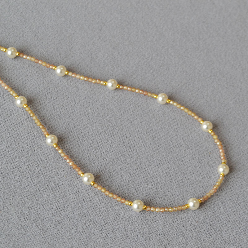 日韩小众设计闪亮彩色锆石满天星珍珠清新甜美高级感项链锁骨链女详情21