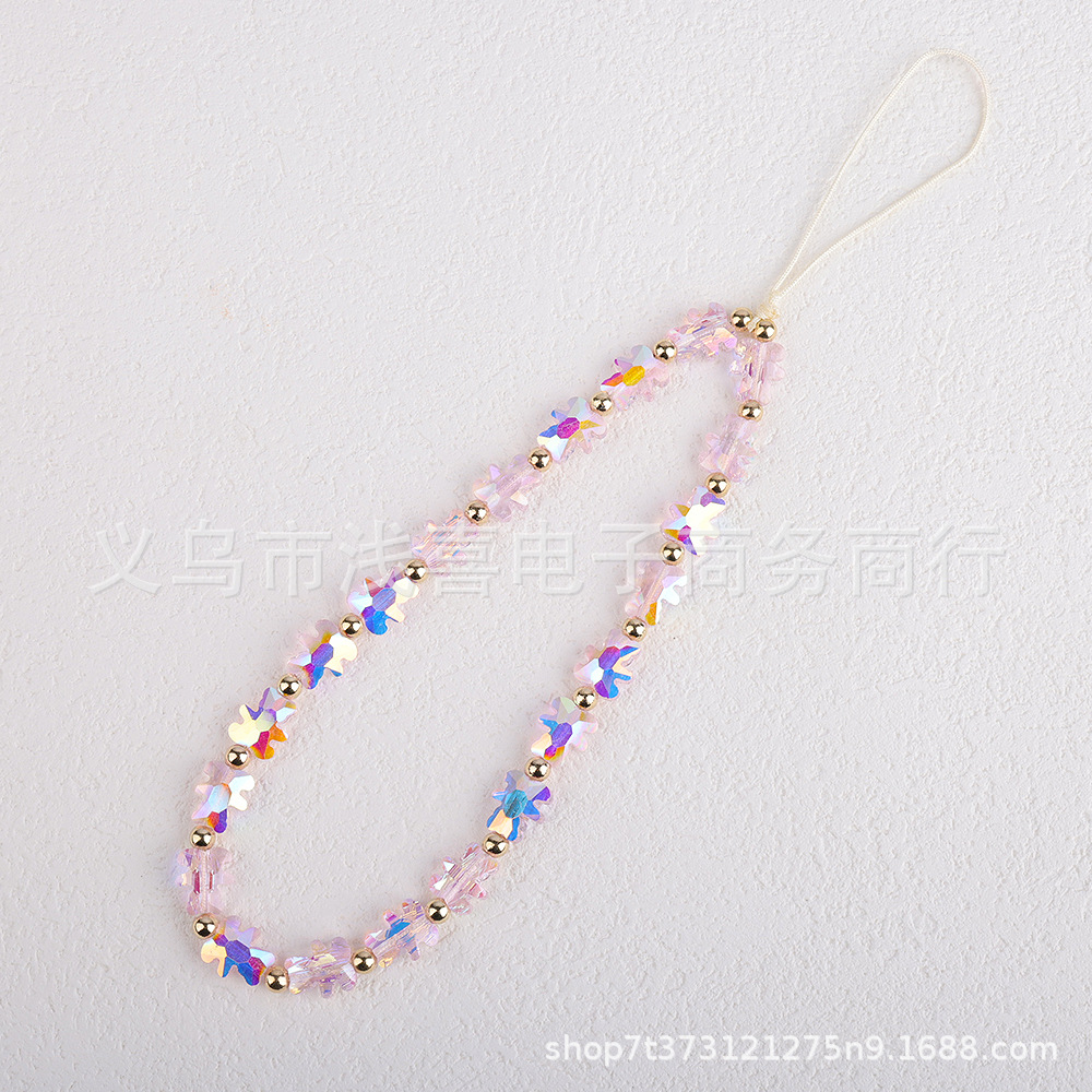 Original new style bear crystal mobile phone chain woven beaded pendant, portable and niche mobile phone case pendant for girls pic 3