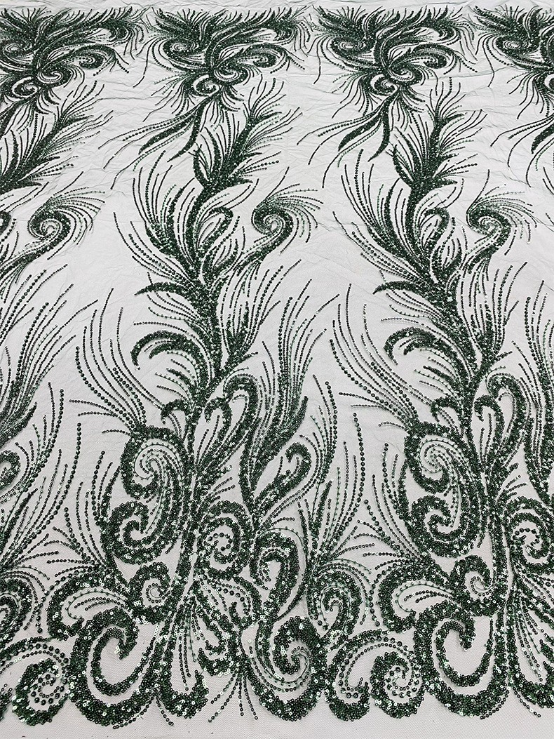 中大专供珠管珠子亮片网布蕾丝绣花婚纱礼服面料立体花朵亮片面料详情27