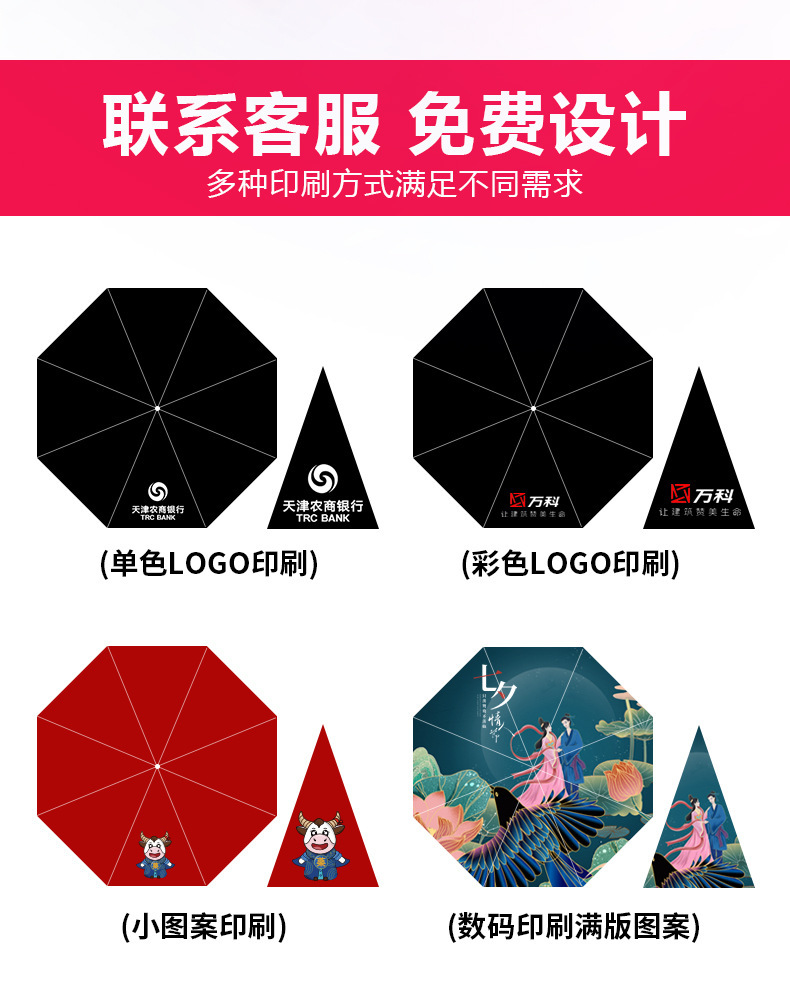 折叠遮阳雨伞定制logo来图定做可印图片彩色明星私人订制伞广告伞详情4