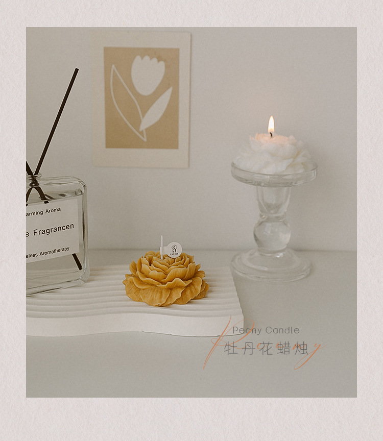 香氛伴手礼牡丹花造型蜡烛摆件氛围感礼物母亲节创意香薰蜡烛定制详情13