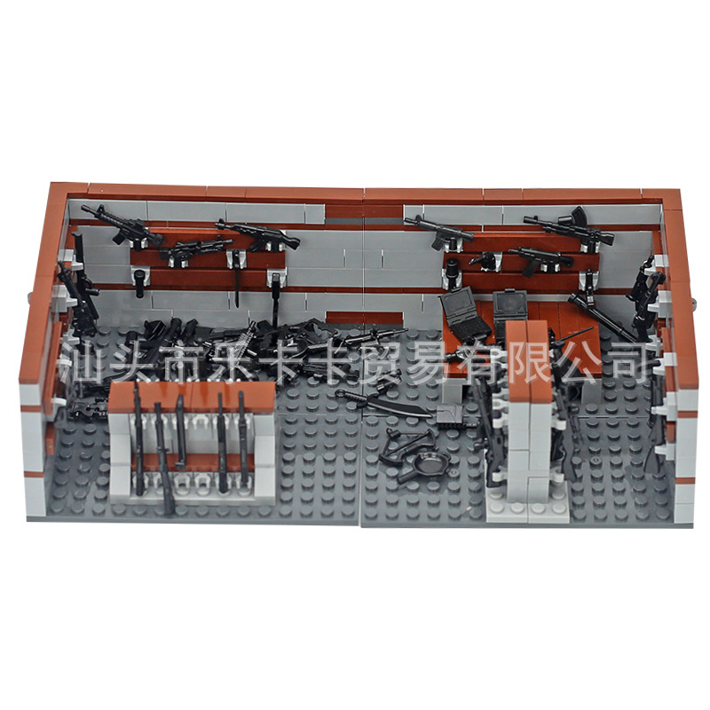 跨境兼容军事积木变形武器库装备展示架军火库枪械配件拼装玩具详情2