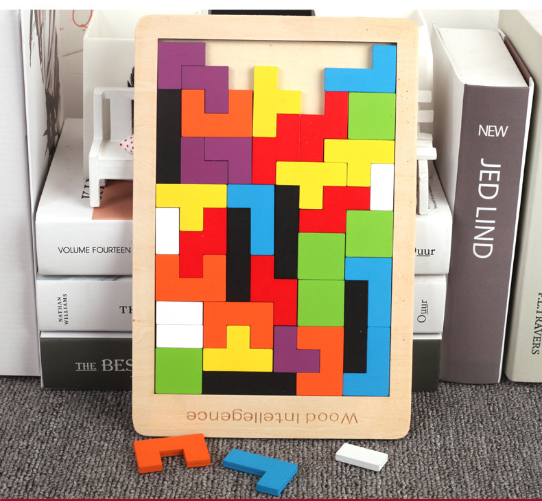 Niños de madera tetris aprendizaje temprano puzzle juego divertido desarrollo infantil juguetes intelectuales fabricante al por mayor pic 10