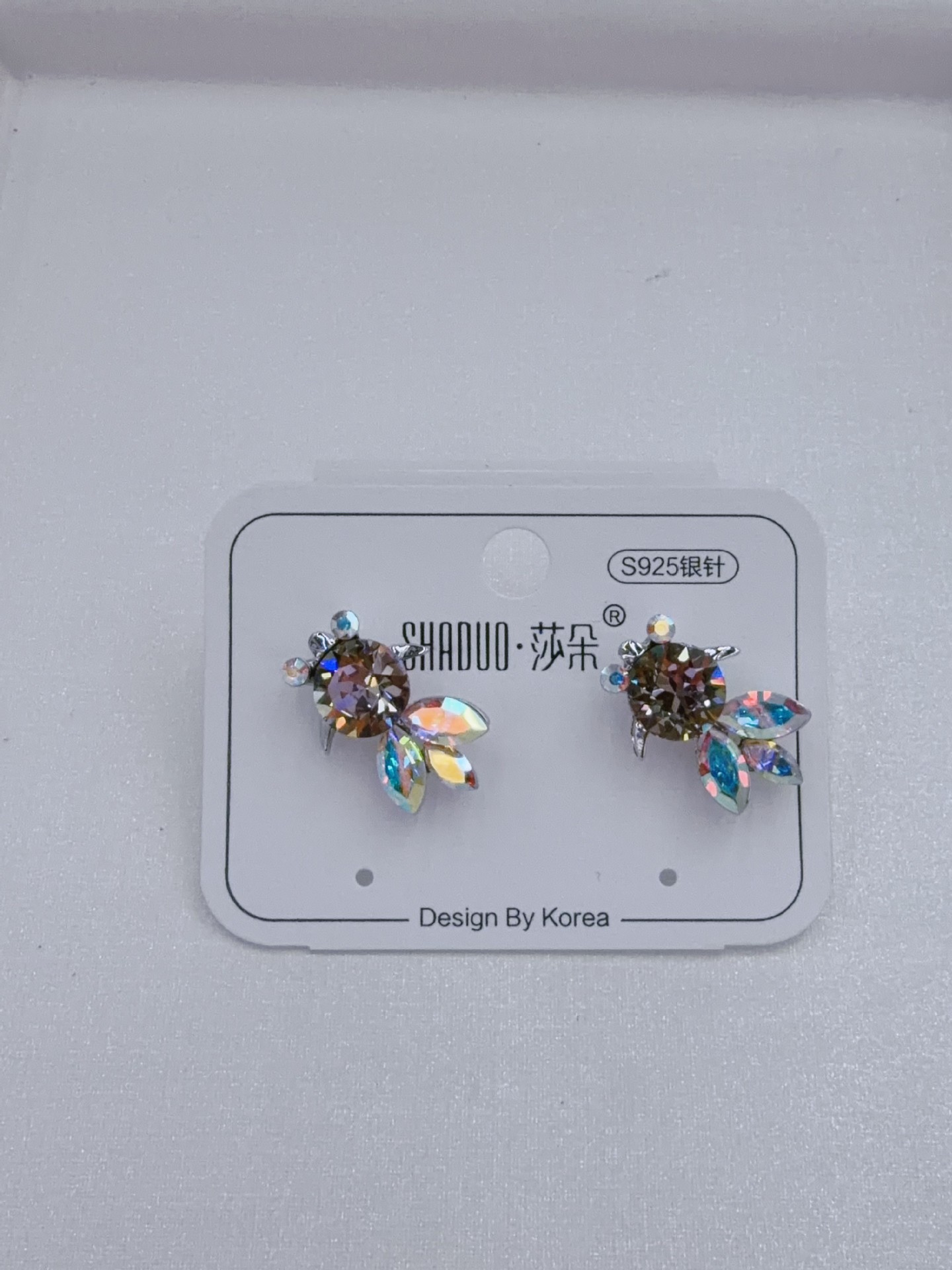 爆闪施家镶钻进口奥地利水晶精致韩系小金鱼耳钉S925纯银耳针新款详情12