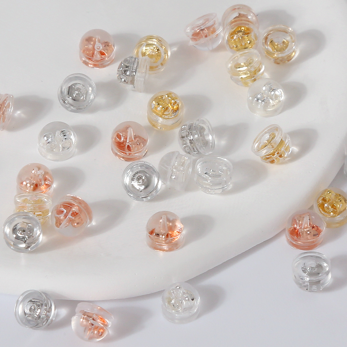 14K镀金保色弹性硅胶耳堵 汉堡耳塞 防掉滑透明柔软环保耳钉针 手链款式可选详情16