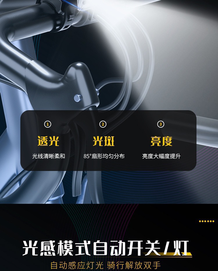 Bicycle light, bike light, cycling light, TYPE-C charging digital display, high-brightness road bike sensor night riding lighting pic 4