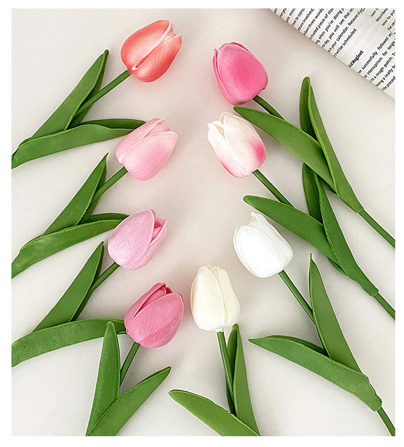 PU mini tulip simulation flowers, artificial bouquets, living room decoration flowers, table flowers, arrangement flowers, floral art, photo bouquets wholesale pic 11