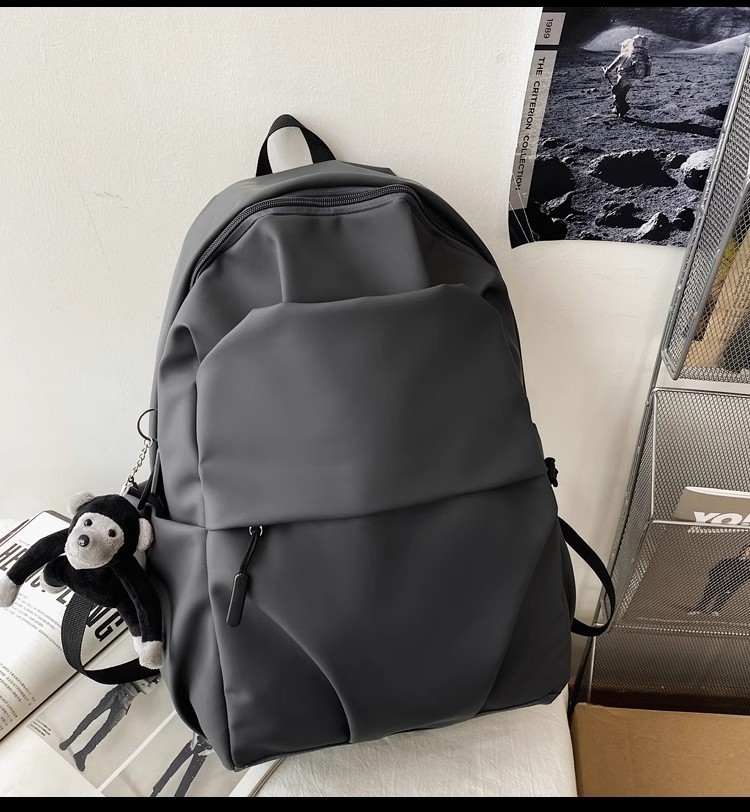 防水尼龙布韩版双肩包大容量大学生书包男士褶皱休闲旅行电脑背包详情9