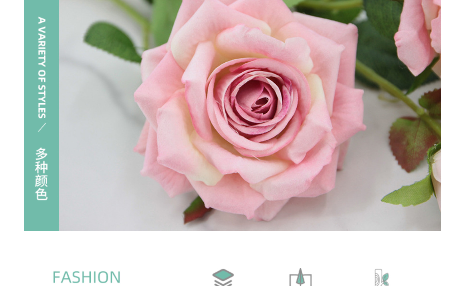 仿真多头绒布红色玫瑰花拍摄道具假花家居装饰布置仿真花摆件批发详情10