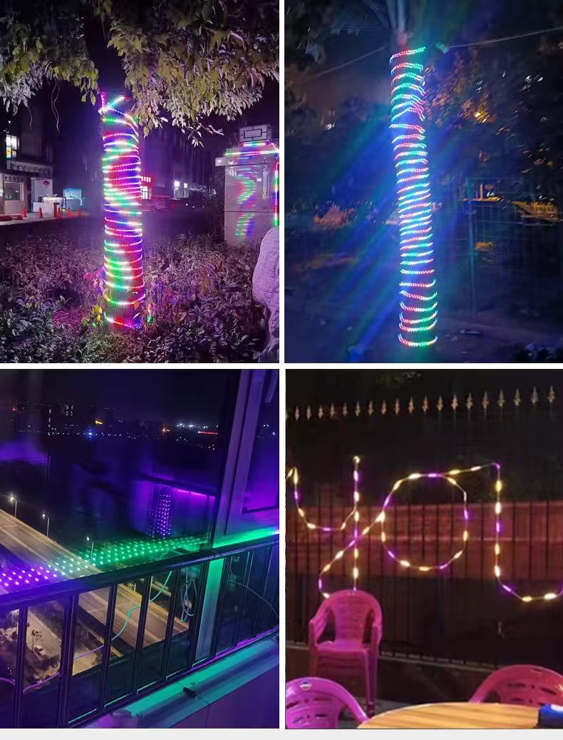 太阳能七彩灯户外防水超亮新款庭院灯氛围外墙变色灯带跑马led详情27