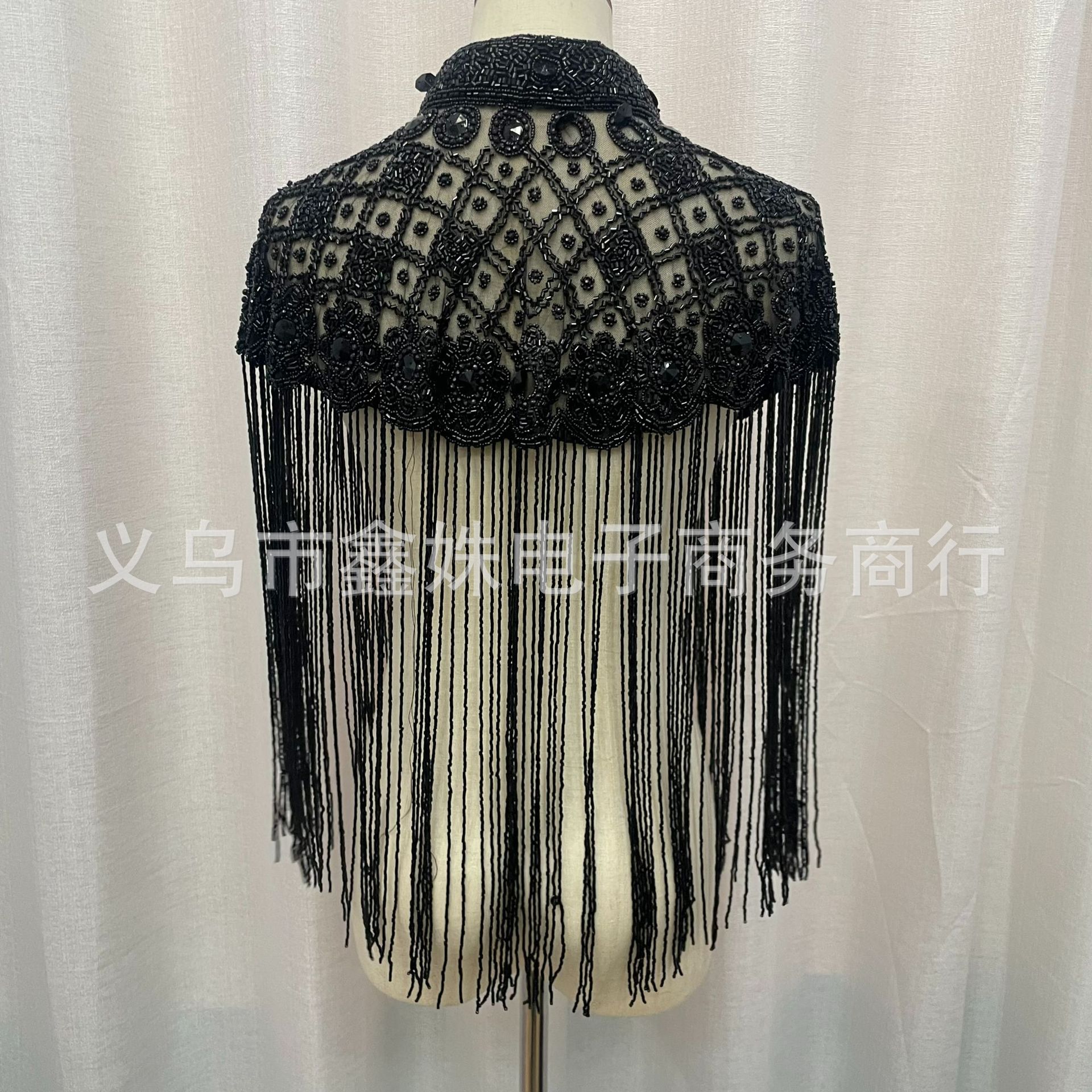 Fringed sequined shawl, European and American retro Gatsby ball party beaded evening dress, short small shawl pic 5
